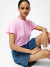 French Connection Capriana Crepe Crew Top - Bubblegum Pink
