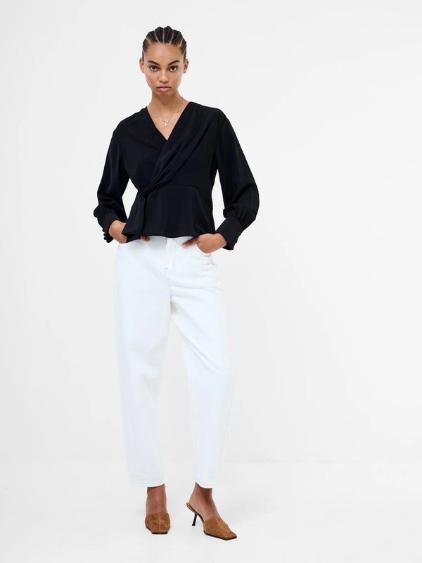 French Connection Laurel Crepe Peplum Top - Blackout