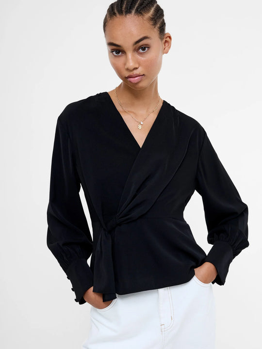 French Connection Laurel Crepe Peplum Top - Blackout