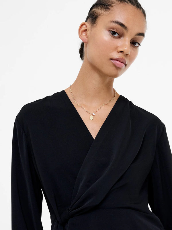 French Connection Laurel Crepe Peplum Top - Blackout