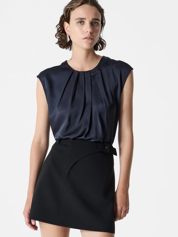 French Connection Sera Satin Blouse - Navy