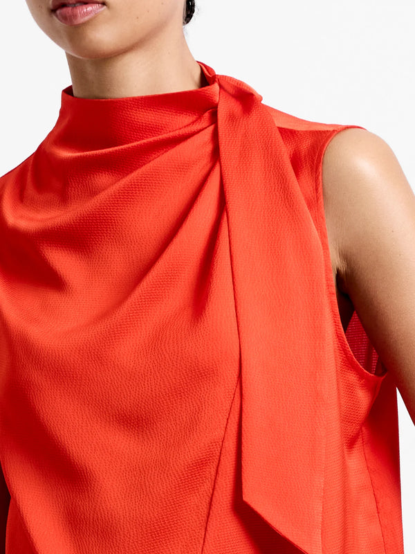 French Connection Eliza Satin Drape Top  - Flame Orange