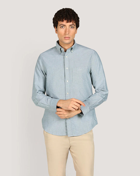 Gant Reg Oxford Dobby Dot Shirt - Forest Green