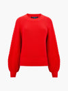 Lily Cable Knit Balloon Sleeve Jumper - Scarlet Red