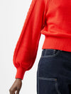 Lily Cable Knit Balloon Sleeve Jumper - Scarlet Red