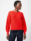 Lily Cable Knit Balloon Sleeve Jumper - Scarlet Red