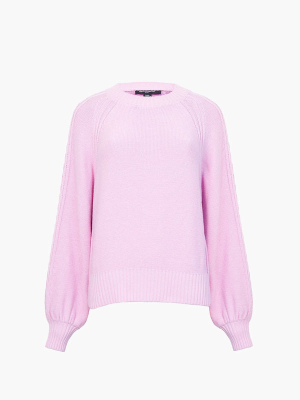 French Connection Lily Cable Knit Balloon Sleeve Jumper - Bubblegum Pink