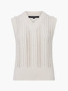 French Connection Glinda Cable Knit Vest - Porcelain Cream