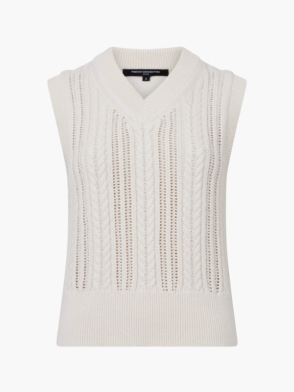French Connection Glinda Cable Knit Vest - Porcelain Cream