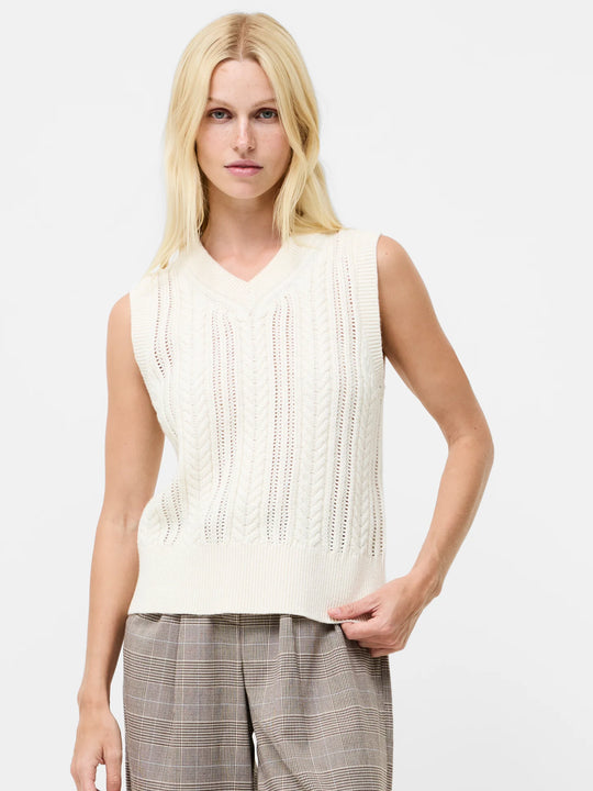 French Connection Glinda Cable Knit Vest - Porcelain Cream