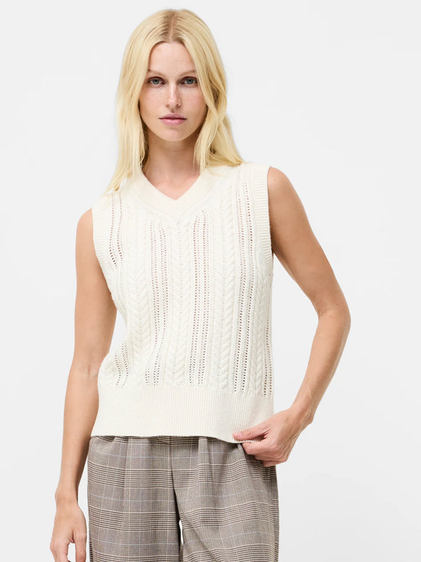 French Connection Glinda Cable Knit Vest - Porcelain Cream
