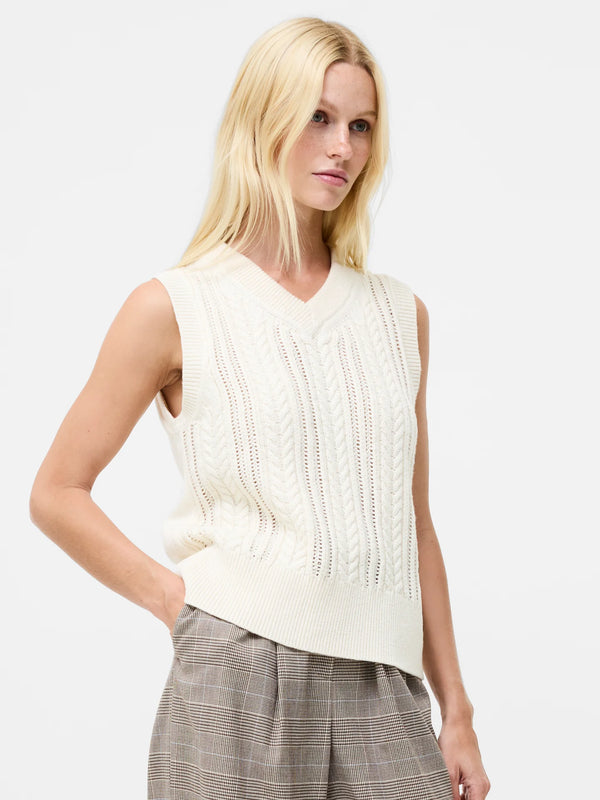 French Connection Glinda Cable Knit Vest - Porcelain Cream