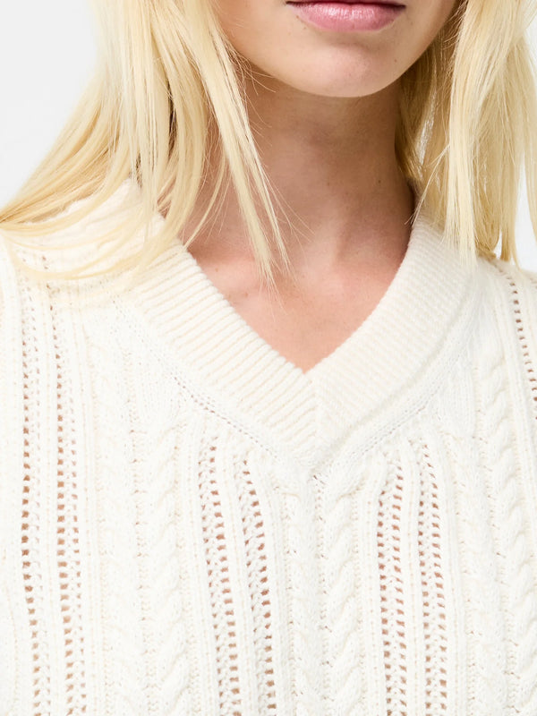 French Connection Glinda Cable Knit Vest - Porcelain Cream