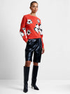 French Connection Paislee Floral Jacquard Jumper - Flame Orange