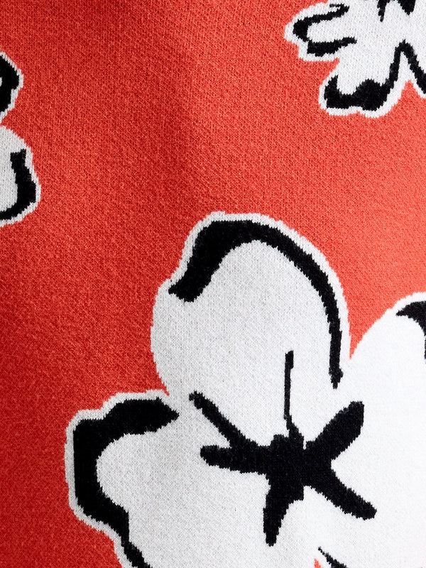 French Connection Paislee Floral Jacquard Jumper - Flame Orange