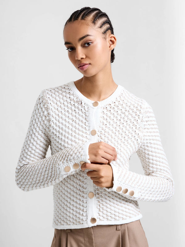 French Connection Janai Textured Cardigan - Winter White