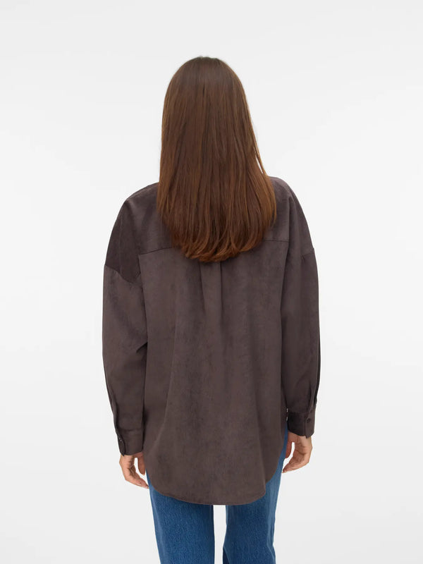 Vero Moda Sanne Courderoy Long Sleeve Shirt - Chocolate Torte