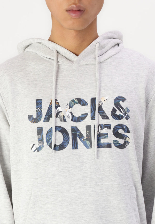 Jack & Jones Bryan Corp Logo Sweat Hood - White Melange