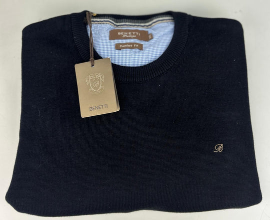Benetti Crew Neck Knit - Black [Size 2XL]