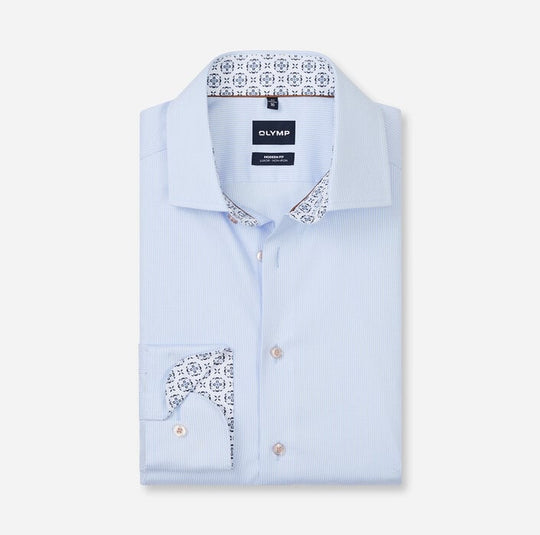 Olymp Long Sleeve Dress Shirt Light Blue Print 1366/24/11