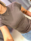 Noisy May Katinka Short Sleeve Raglan Top - Morel