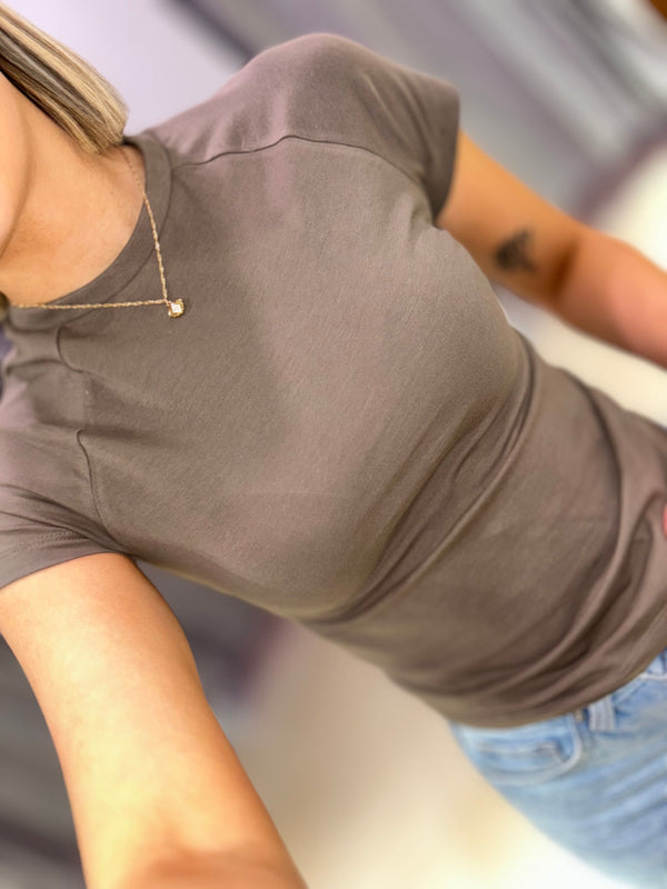Noisy May Katinka Short Sleeve Raglan Top - Morel