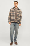 Jack & Jones Milano Stitch  Knit Half Zip - Greige Melange