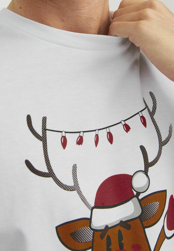 Jack & Jones Xmas Tee SS Crew Neck - Bright White