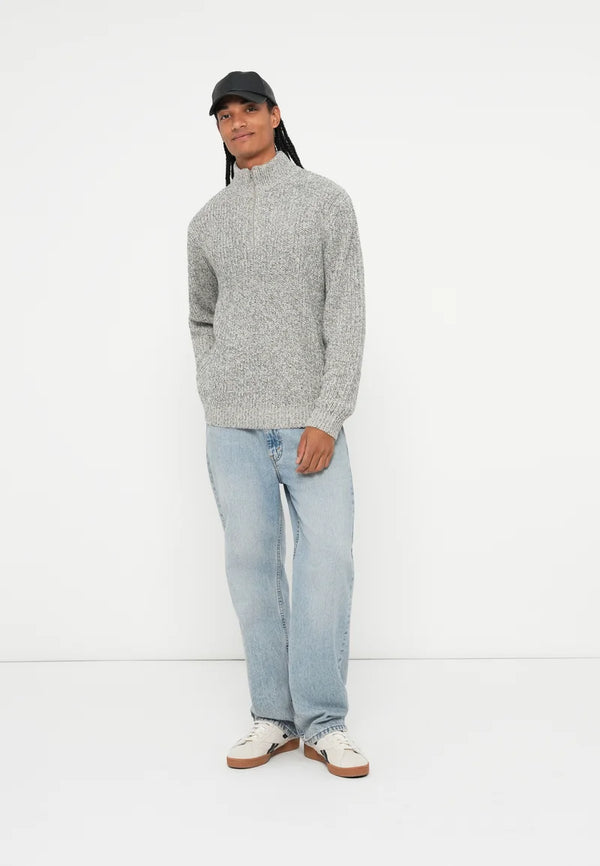 Jack & Jones Bleecker Knit Half Zip - Sea Salt/Black