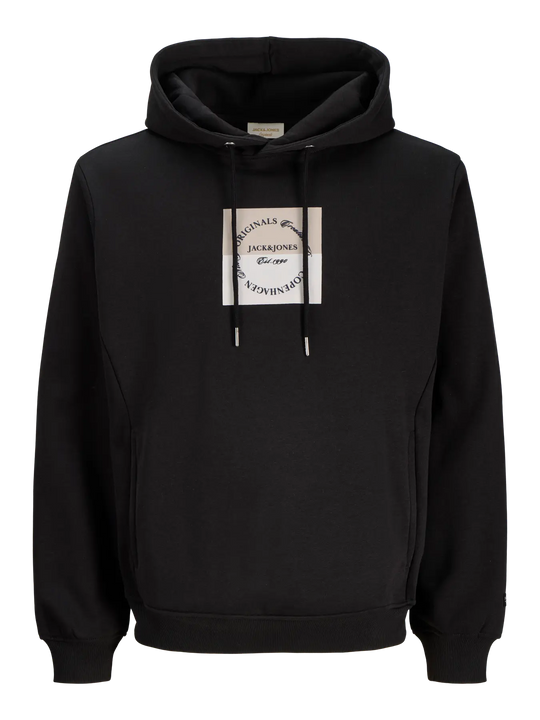 Jack & Jones Skills Square Branding Sweat Hood - Black