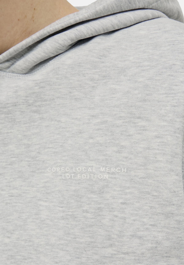 Jack & Jones Interlude Tonal Back Print Sweat Hood - Light Grey
