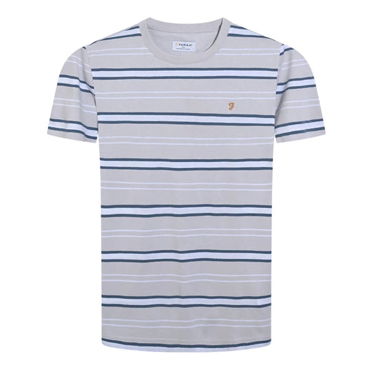 Farah Elmswood Stripe Short Sleeve Tee - White Smoke