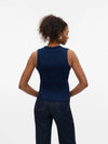 Vero Moda Willow Short Sleeve V-Neck Polo Top - Navy Blazer [Size XL]