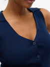 Vero Moda Willow Short Sleeve V-Neck Polo Top - Navy Blazer [Size XL]