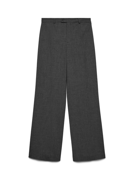 Vero Moda Texas Mid Waist Straight Pant - Dark Grey Melange