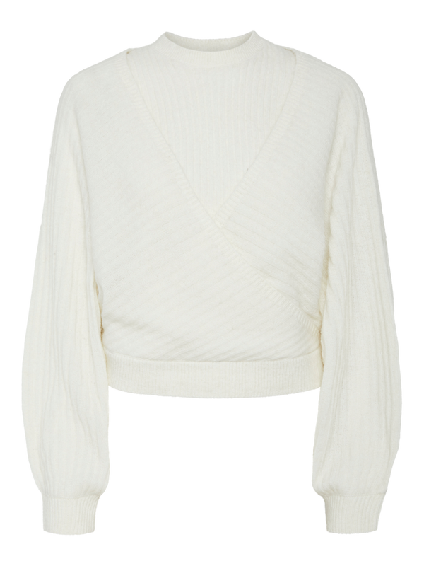 Pieces Paya Long Sleeve Two In One Knit - Cloud Dancer