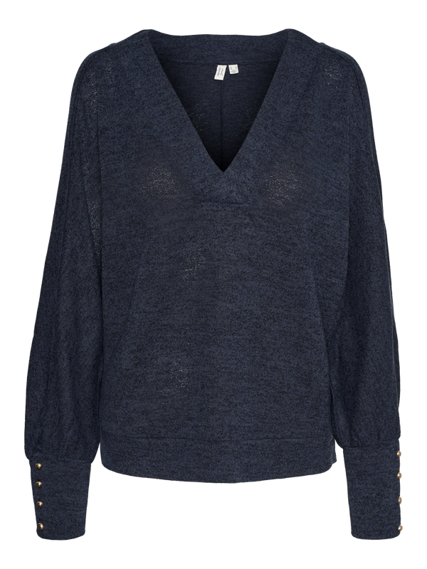 Vero Moda Vuby Long Sleeve V-Neck Top - Navy Blazer