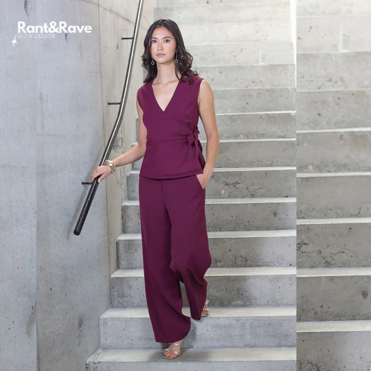 Rant & Rave Allyson Wide Leg Trouser - Cranberry