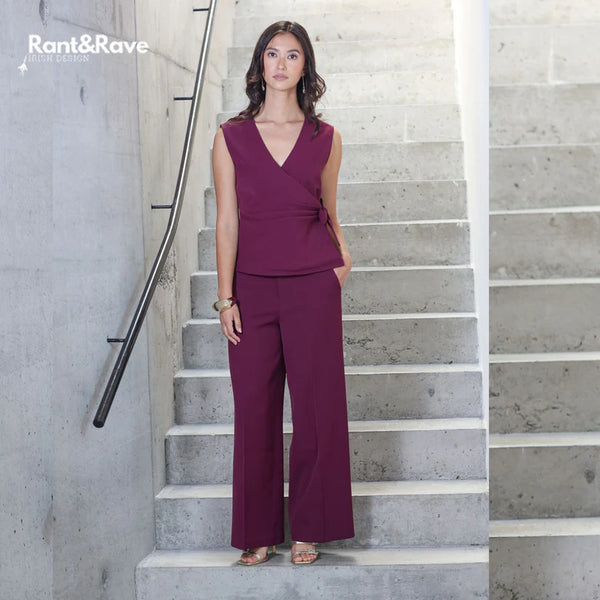 Rant & Rave Allyson Wide Leg Trouser - Cranberry