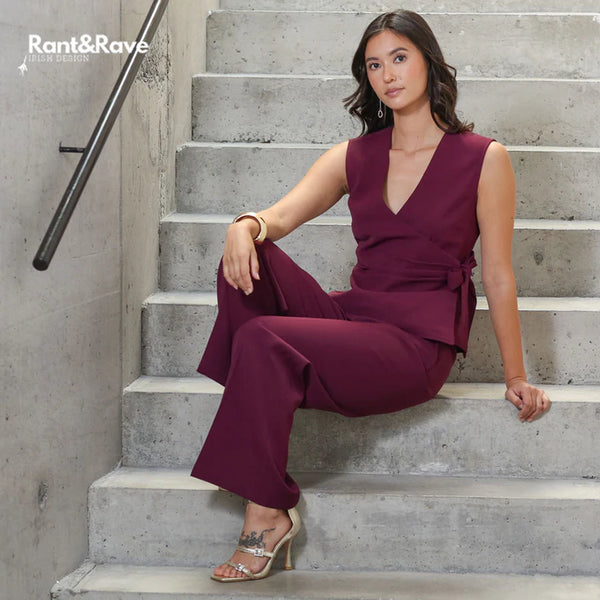 Rant & Rave Allyson Wide Leg Trouser - Cranberry