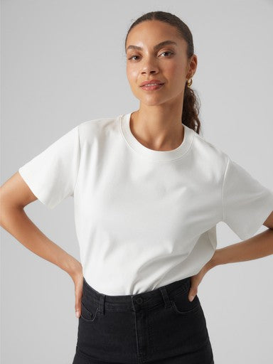 Vero Moda Aware Naima Short Sleeve O Neck T Shirt - Snow White