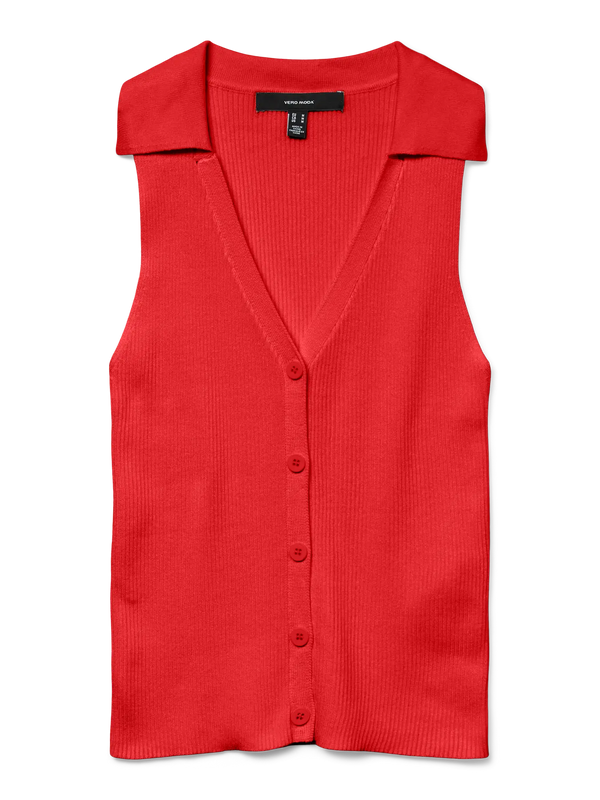 Vero Moda Willow Short Sleeve V-Neck Top - Fiery Red
