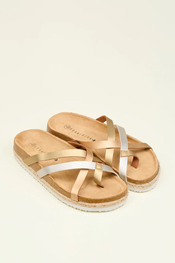 Brakeburn Metallic Multi Strap Sandals