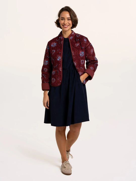 Brakeburn Printed Quiltd Zip Front Jacket - Plum