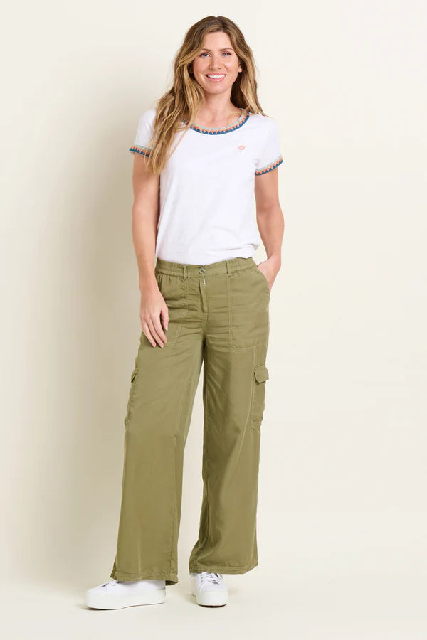 Brakeburn Wide Leg Side Pocket Trouser - Khaki