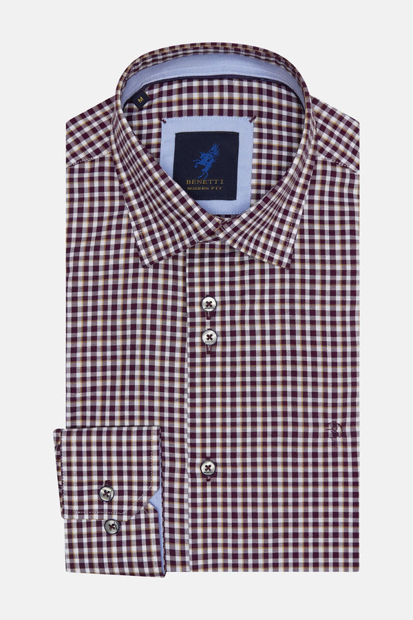 Benetti Capri Modern Fit Long Sleeve Shirt - Wine