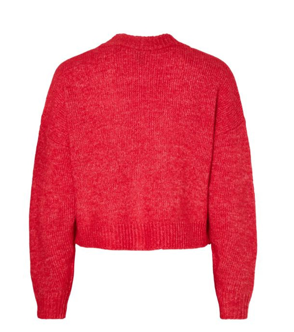 Pieces Jimma Long Sleeve V-Neck Knit Cardigan - Goji Berry