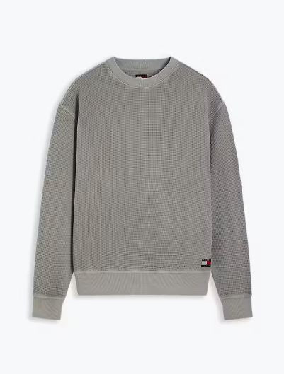 Tommy Jeans Relaxed Washed Waffle Crew - Limestone Dust
