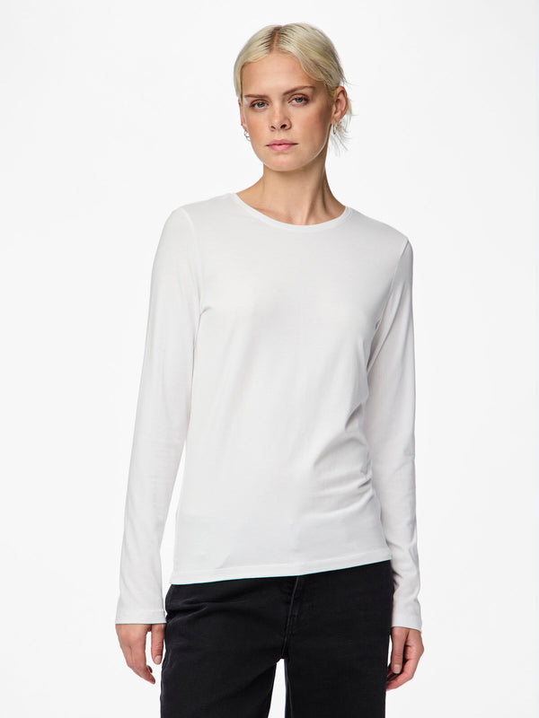 Pieces Sirene Long Sleeve Top - Bright White