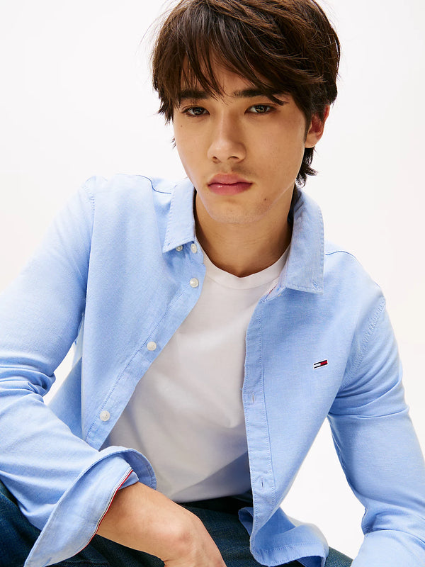 Tommy Jeans Slim Stretch Oxford Shirt - Perfume Blue